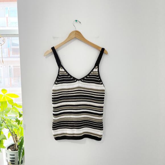 Gap Brown Stripe Knit Tank Size Large - Picture 1 of 3